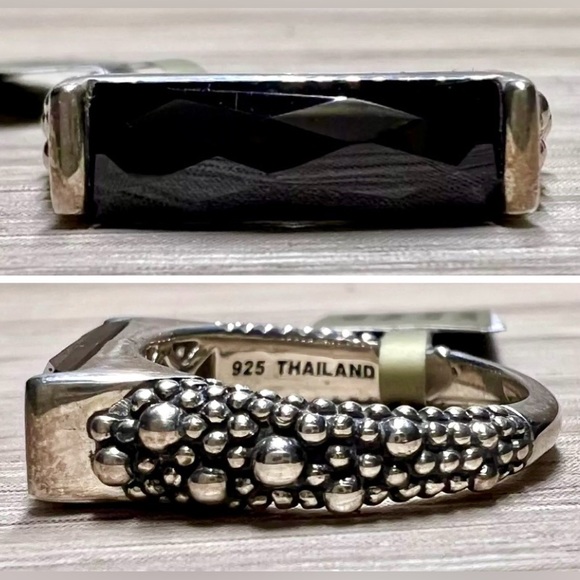 Designer Michael Dawkins Sterling Silver Starry Night Onyx Band Ring, Size 6.75 - Picture 1 of 13